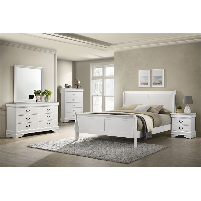 Pemberly Row Transitional 6-drawer Dresser and Mirror Set in White