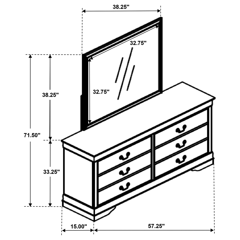 Pemberly Row Transitional 6-drawer Dresser and Mirror Set in White