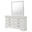 Pemberly Row Transitional 6-drawer Dresser and Mirror Set in White