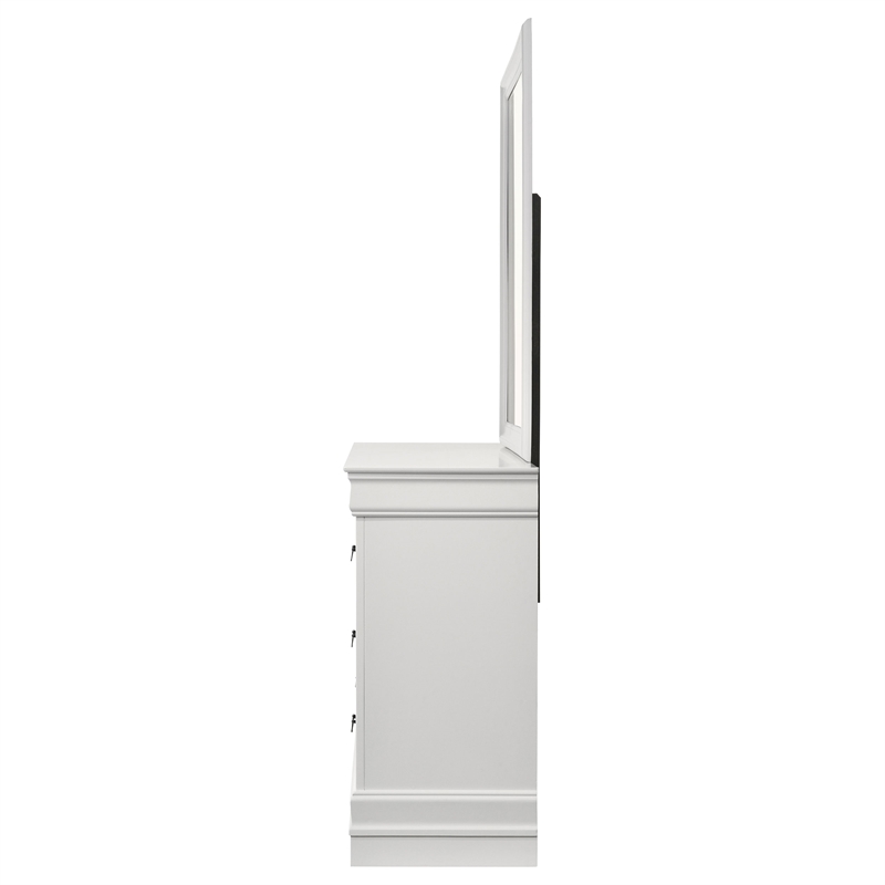 Pemberly Row Transitional 6-drawer Dresser and Mirror Set in White
