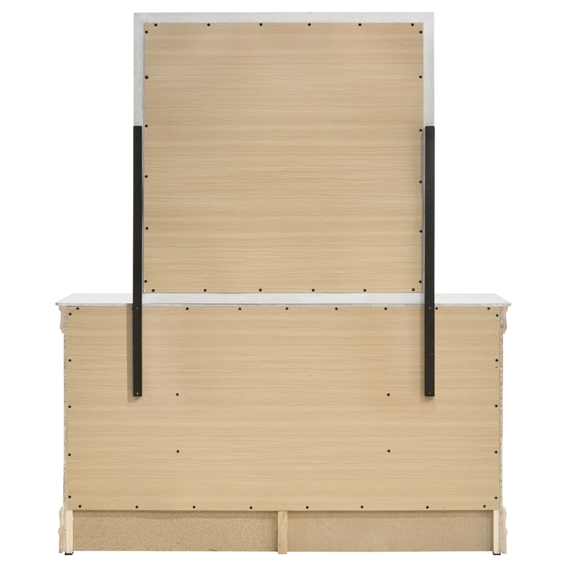 Pemberly Row Transitional 6-drawer Dresser and Mirror Set in White
