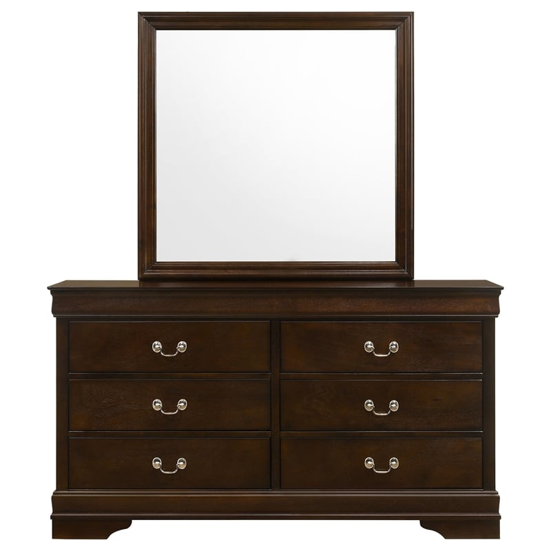 Pemberly Row 6-drawer Dresser and Rectangular Mirror in Cappuccino