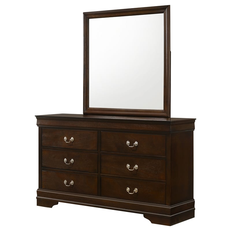 Pemberly Row 6-drawer Dresser and Rectangular Mirror in Cappuccino