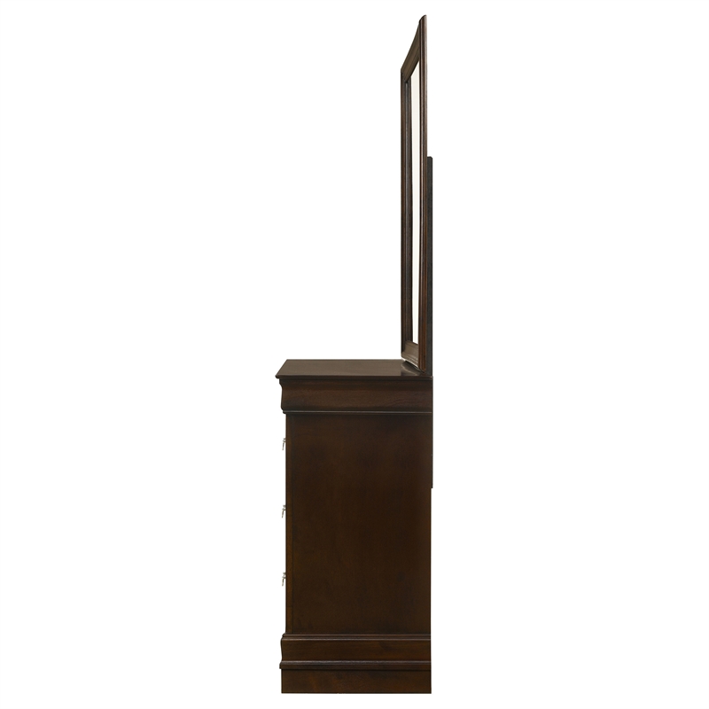 Pemberly Row 6-drawer Dresser and Rectangular Mirror in Cappuccino