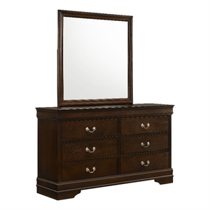 Pemberly Row 6-drawer Dresser and Rectangular Mirror in Cappuccino