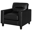 Pemberly Row Faux Leather Upholstered Track Arm Chair in Black