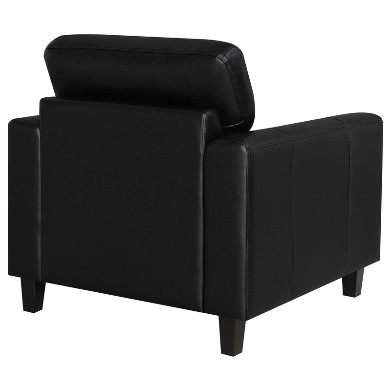 Pemberly Row Faux Leather Upholstered Track Arm Chair in Black