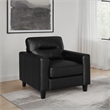 Pemberly Row Faux Leather Upholstered Track Arm Chair in Black