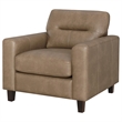 Pemberly Row Faux Leather Upholstered Track Arm Chair in Brown