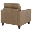 Pemberly Row Faux Leather Upholstered Track Arm Chair in Brown