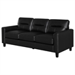 Pemberly Row Faux Leather Upholstered Track Arm Sofa in Black
