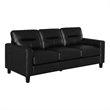 Pemberly Row Faux Leather Upholstered Track Arm Sofa in Black