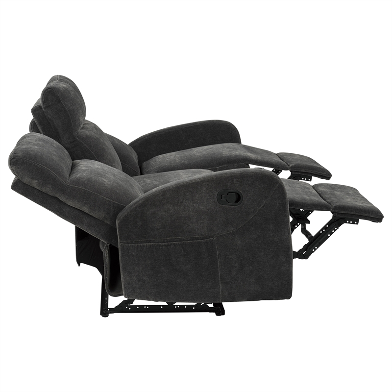 Pemberly Row 3-Piece Chenille Manual Reclining Sofa Set in Charcoal Gray