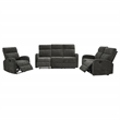 Pemberly Row 3-Piece Chenille Manual Reclining Sofa Set in Charcoal Gray