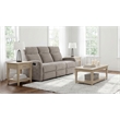 Pemberly Row Chenille Upholstered Manual Reclining Sofa in Sand