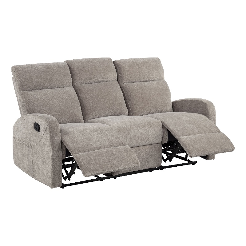 Pemberly Row Chenille Upholstered Manual Reclining Sofa in Sand