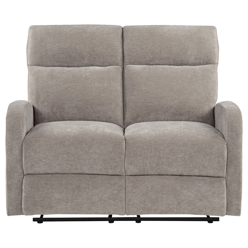 Pemberly Row Chenille Upholstered Manual Reclining Loveseat in Sand