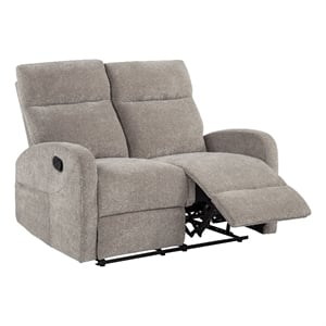 Pemberly Row Chenille Upholstered Manual Reclining Loveseat in Sand