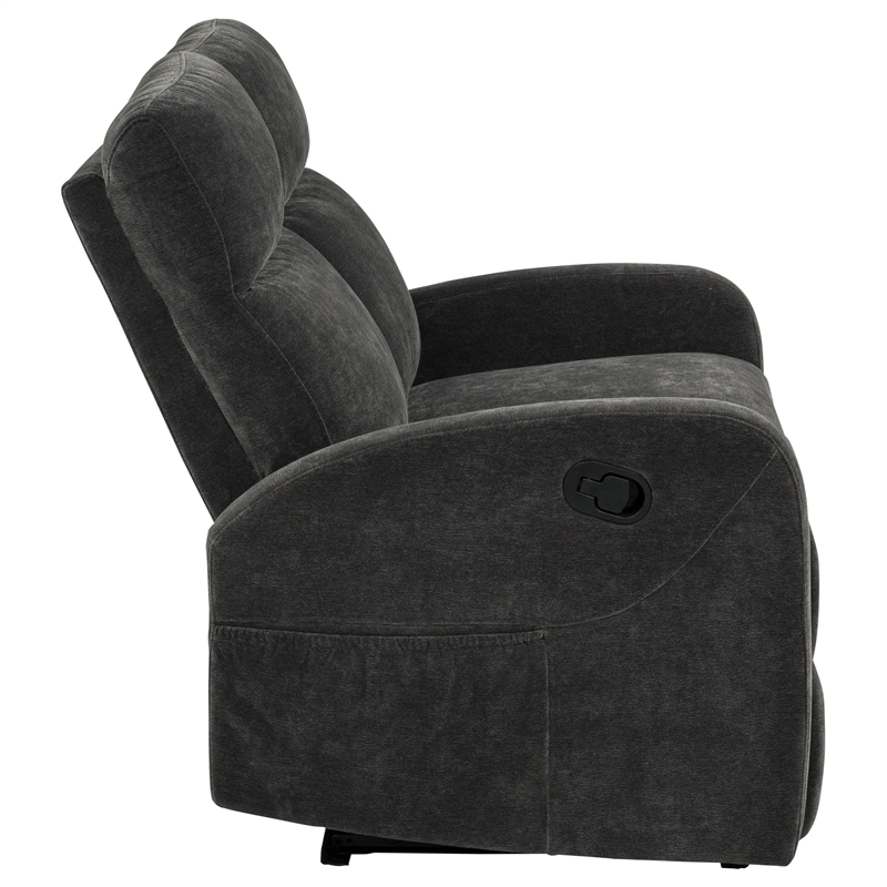 Pemberly Row Chenille Manual Reclining Loveseat in Charcoal Gray