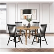 Pemberly Row 5-Piece Round Wood Dining Table Set in Light Ash Brown/Black