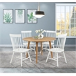Pemberly Row 5-Piece Round Wood Dining Table Set in Light Ash Brown/White