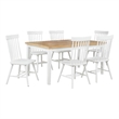 Pemberly Row 7-Piece Rectangular Wood Dining Set in White/Light Ash Brown