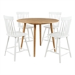 Pemberly Row 5-Piece Round Counter Dining Set in Light Ash Brown/White
