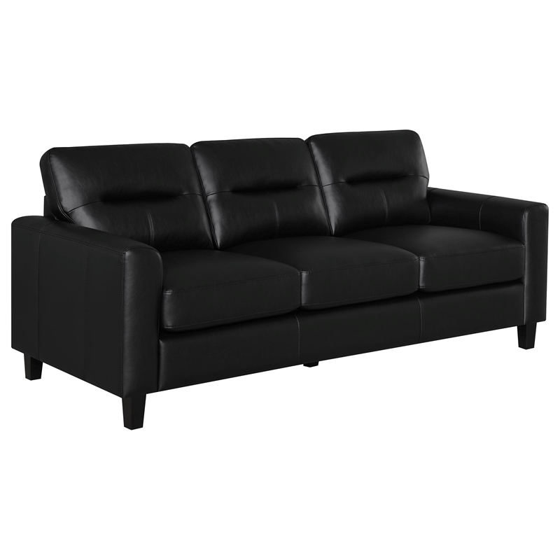 Pemberly Row 3-piece Faux Leather Upholstered Sofa Set in Black