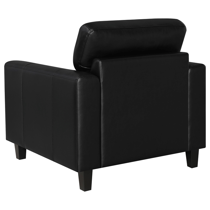 Pemberly Row 3-piece Faux Leather Upholstered Sofa Set in Black