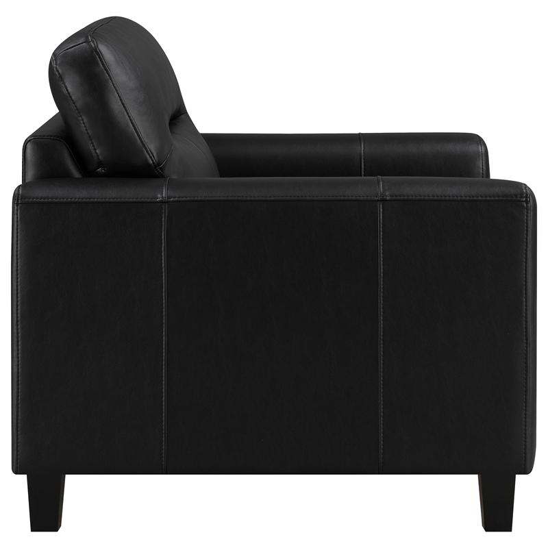 Pemberly Row 3-piece Faux Leather Upholstered Sofa Set in Black