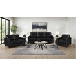 Pemberly Row 3-piece Faux Leather Upholstered Sofa Set in Black