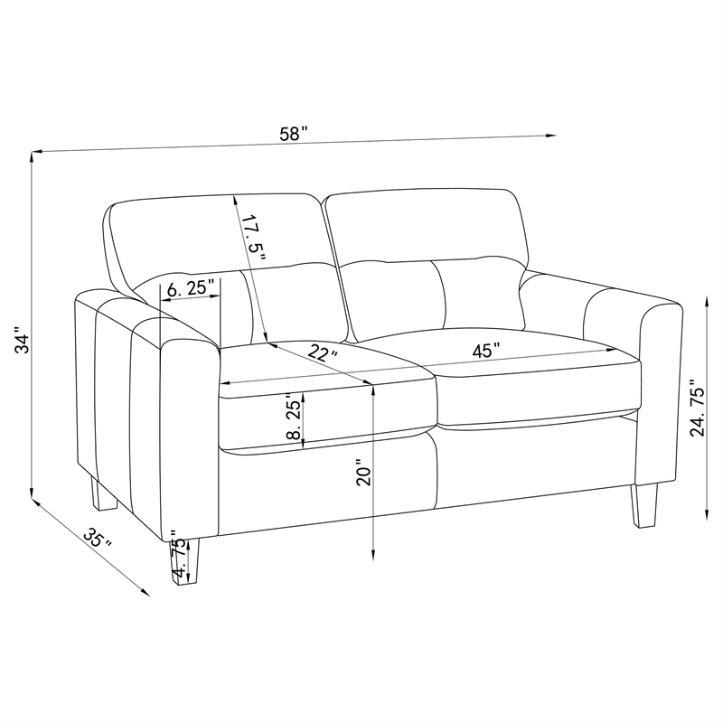 Pemberly Row 3-piece Faux Leather Upholstered Sofa Set in Black