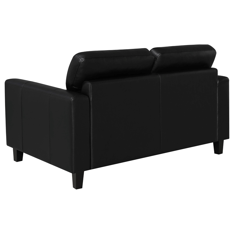 Pemberly Row 3-piece Faux Leather Upholstered Sofa Set in Black