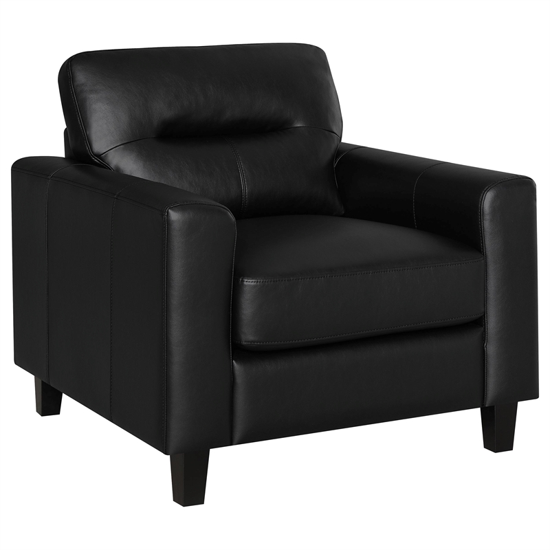 Pemberly Row 3-piece Faux Leather Upholstered Sofa Set in Black