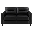 Pemberly Row Faux Leather Upholstered Track Arm Loveseat in Black