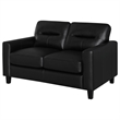 Pemberly Row Faux Leather Upholstered Track Arm Loveseat in Black