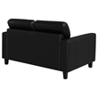 Pemberly Row Faux Leather Upholstered Track Arm Loveseat in Black