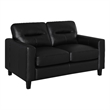 Pemberly Row Faux Leather Upholstered Track Arm Loveseat in Black