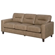 Pemberly Row Faux Leather Upholstered Track Arm Sofa in Brown