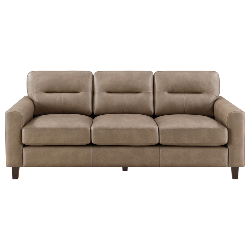 Pemberly Row 2-piece Faux Leather Upholstered Sofa Set in Brown