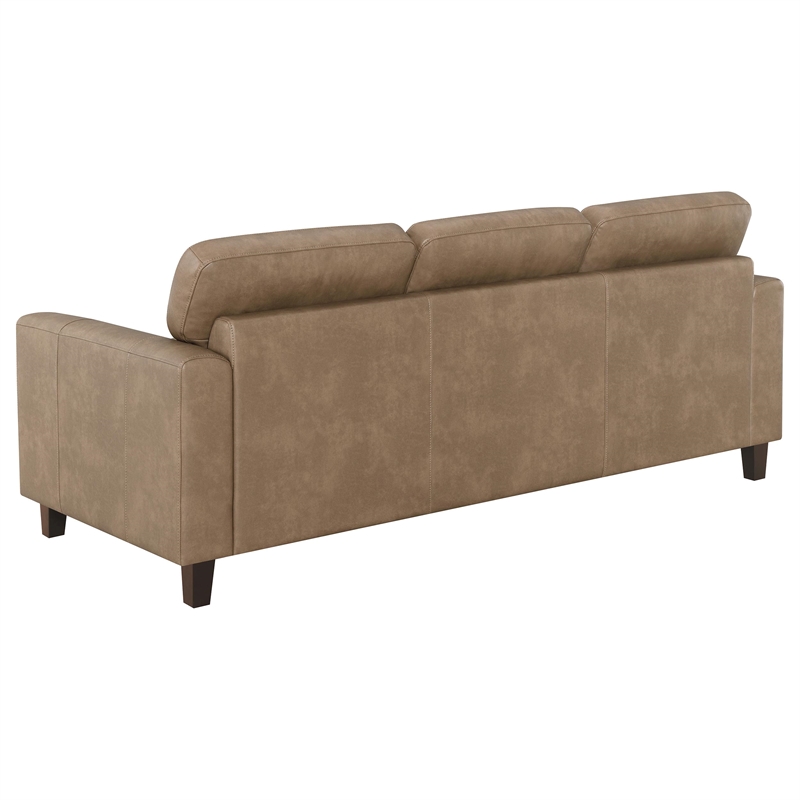 Pemberly Row 2-piece Faux Leather Upholstered Sofa Set in Brown