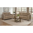 Pemberly Row 2-piece Faux Leather Upholstered Sofa Set in Brown