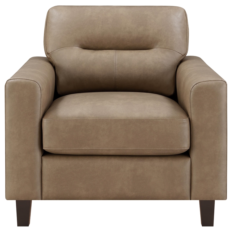 Pemberly Row 3-piece Faux Leather Upholstered Sofa Set in Brown