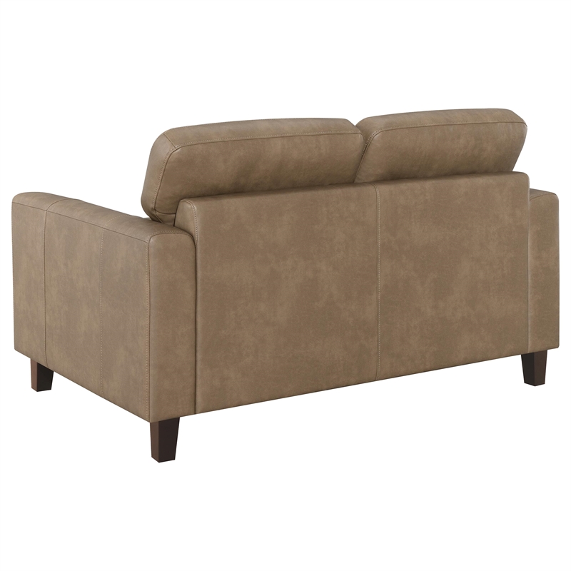 Pemberly Row 3-piece Faux Leather Upholstered Sofa Set in Brown