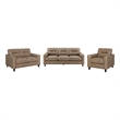 Pemberly Row 3-piece Faux Leather Upholstered Sofa Set in Brown
