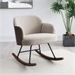 Pemberly Row Boucle Upholstered Mid Back Rocking Chair in Beige
