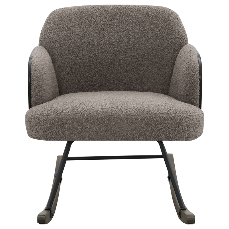 Pemberly Row Boucle Upholstered Mid Back Rocking Chair in Taupe
