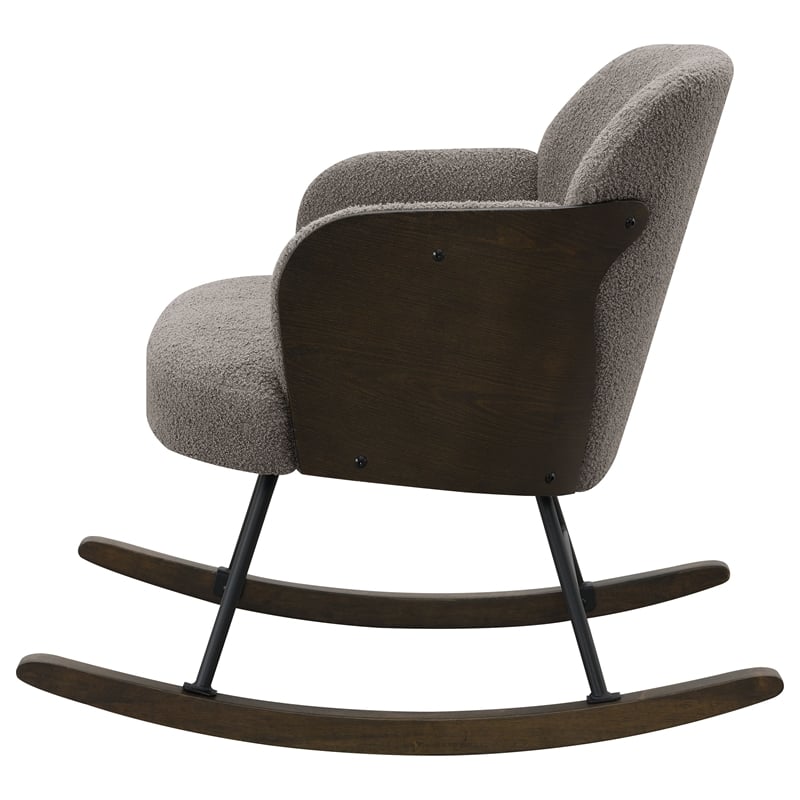 Pemberly Row Boucle Upholstered Mid Back Rocking Chair in Taupe