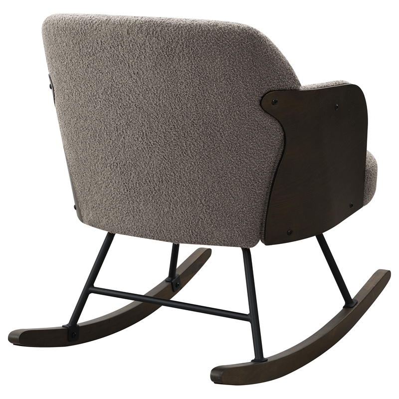 Pemberly Row Boucle Upholstered Mid Back Rocking Chair in Taupe