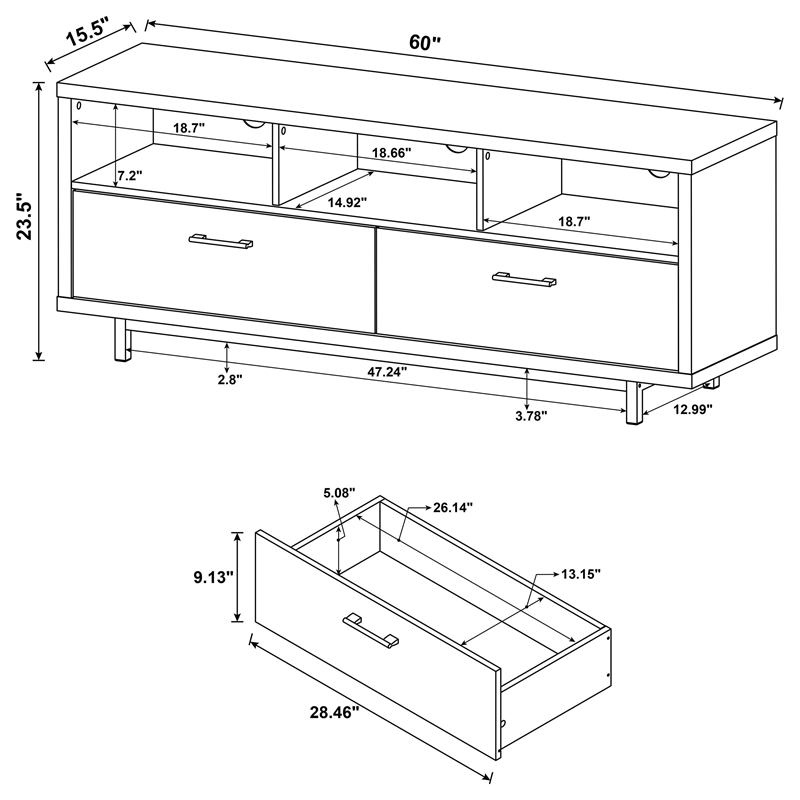 Pemberly Row 2-drawer Engineered Wood 60-inch TV Stand in White